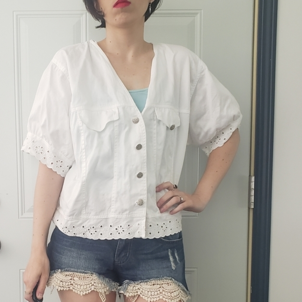 Vintage 90s LA Blues White Cropped Jacket